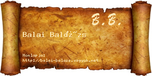 Balai Balázs névjegykártya